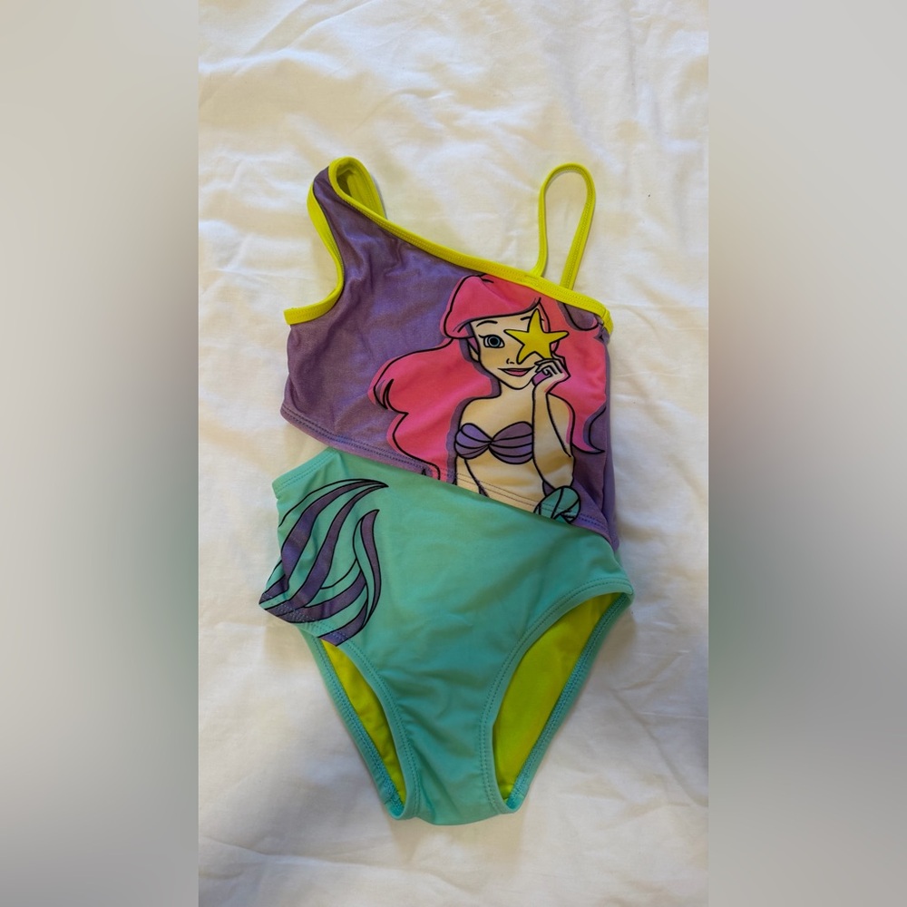 Disney princess girl  Swim One Piece - Purple and Green size 4T